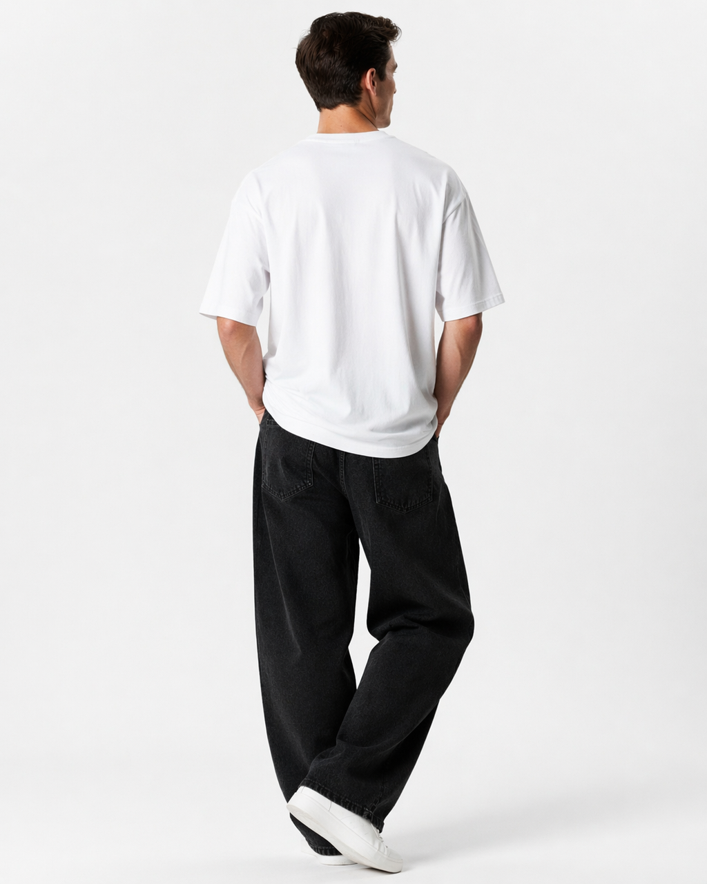 Oversized Half Done T-Shirt Pure White