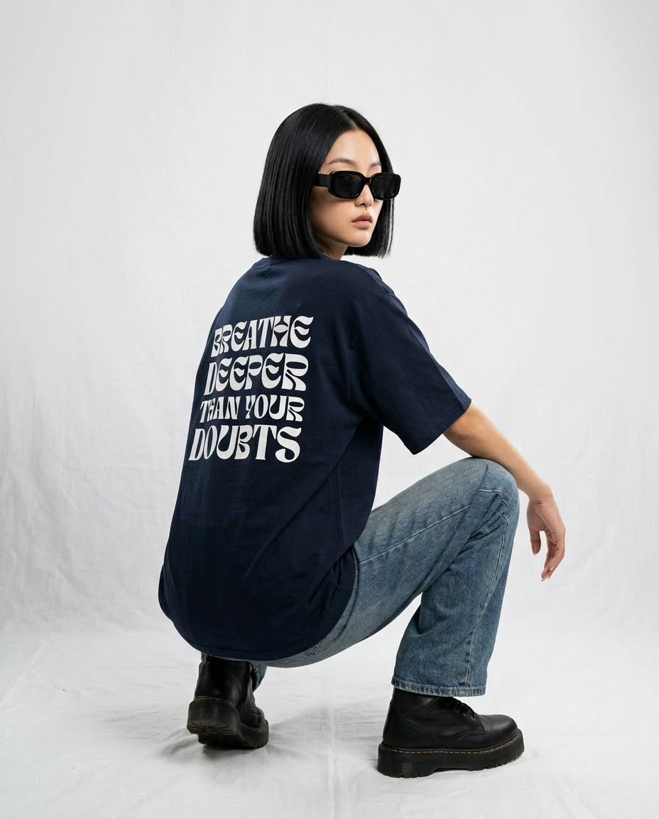 Women's Oversized Breathe T-Shirt Navy Blue