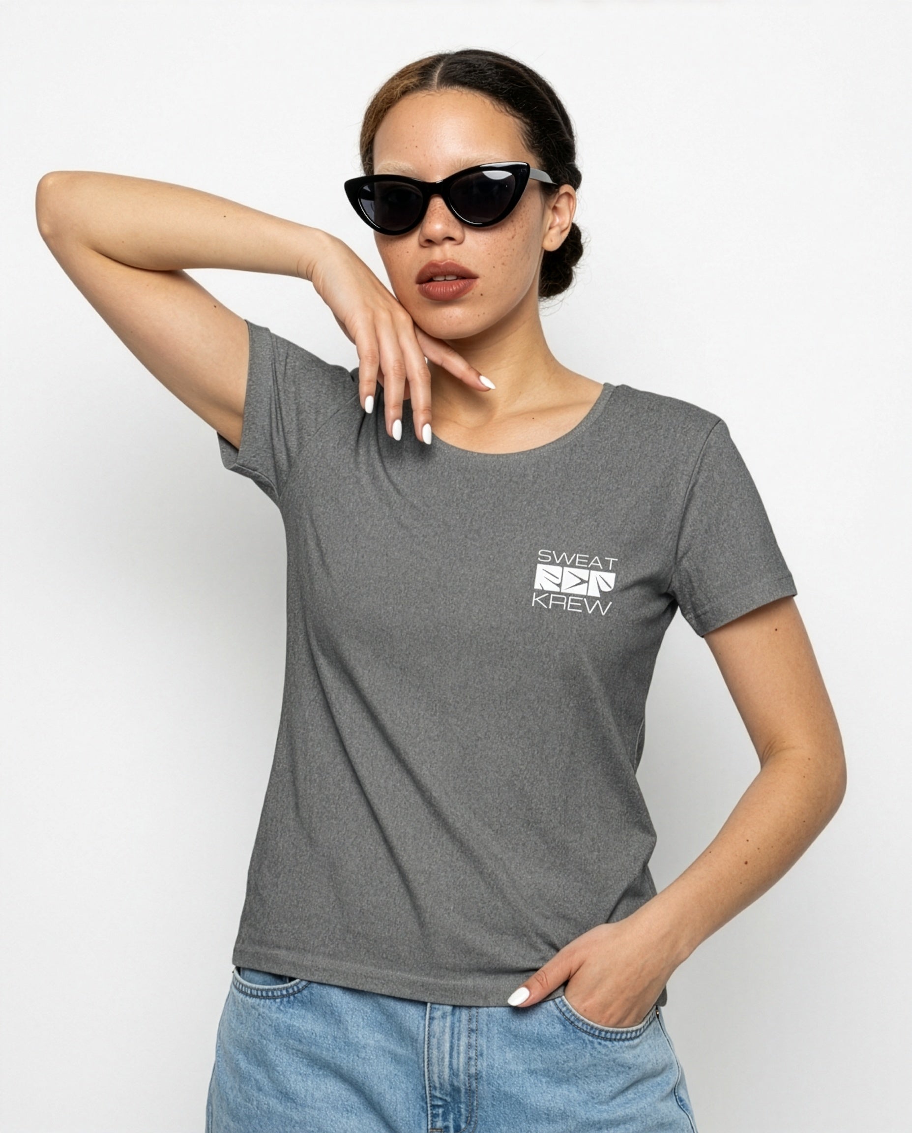 Women's Crew Neck Regular Fit Ghosty T-Shirt Steel Grey