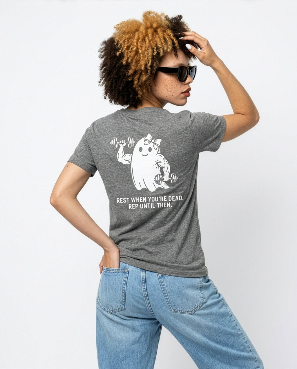 Women's Crew Neck Regular Fit Ghosty T-Shirt Steel Grey