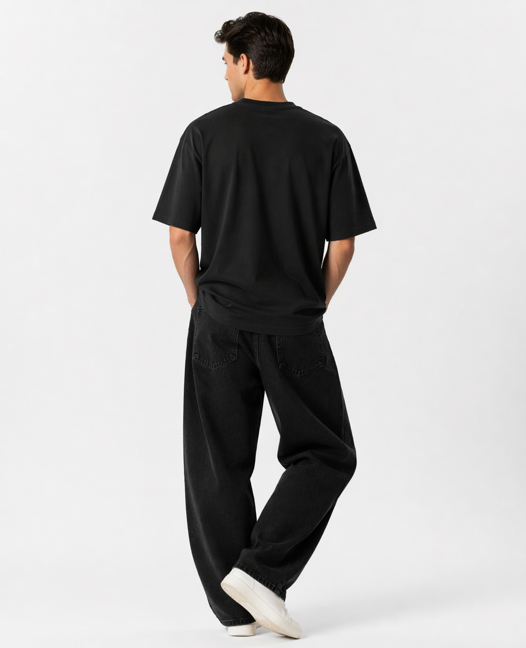 Oversized Half Done T-Shirt Midnight Noir