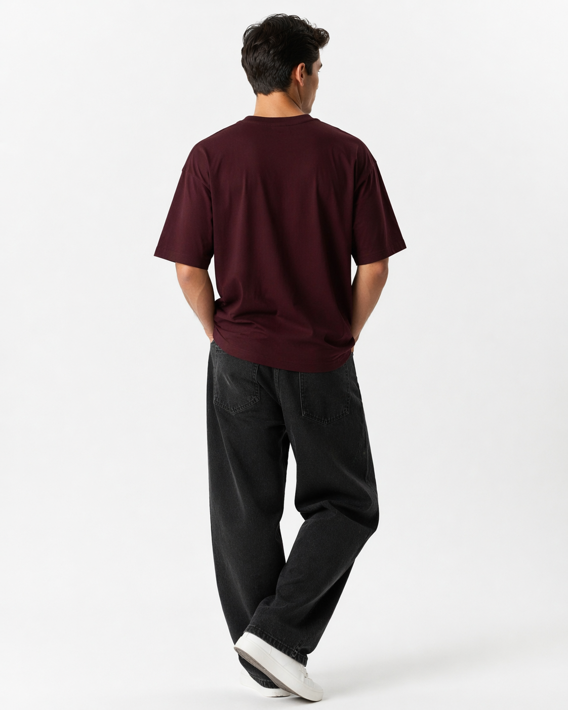 Oversized Half Done T-Shirt Crimson Core