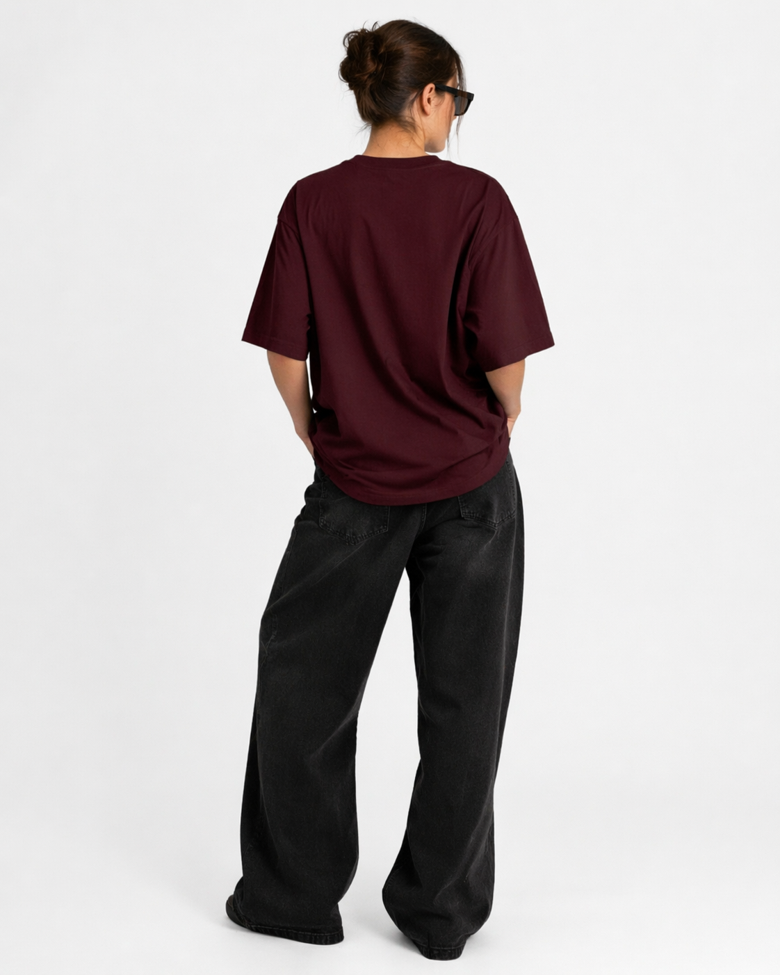 Oversized Half Done T-Shirt Crimson Core