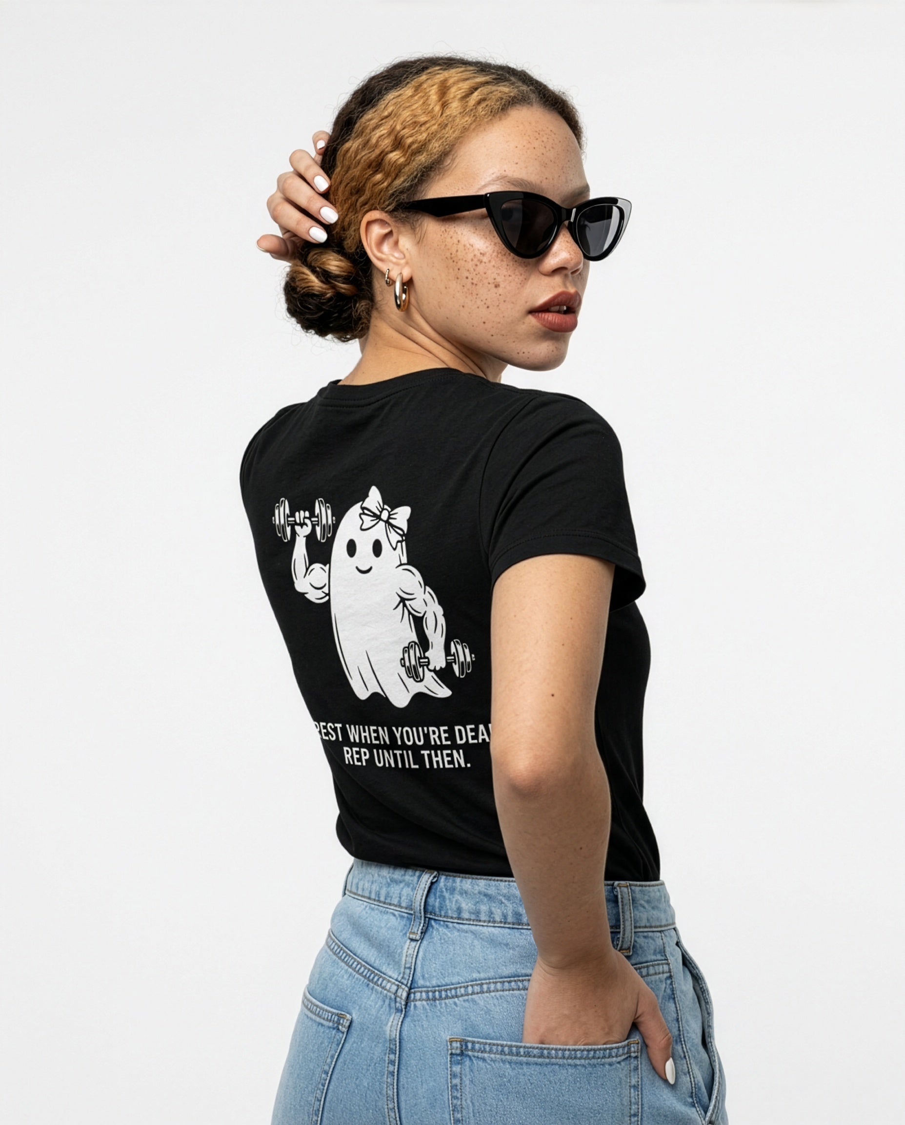 Women's Crew Neck Regular Fit Ghosty T-Shirt Midnight Noir