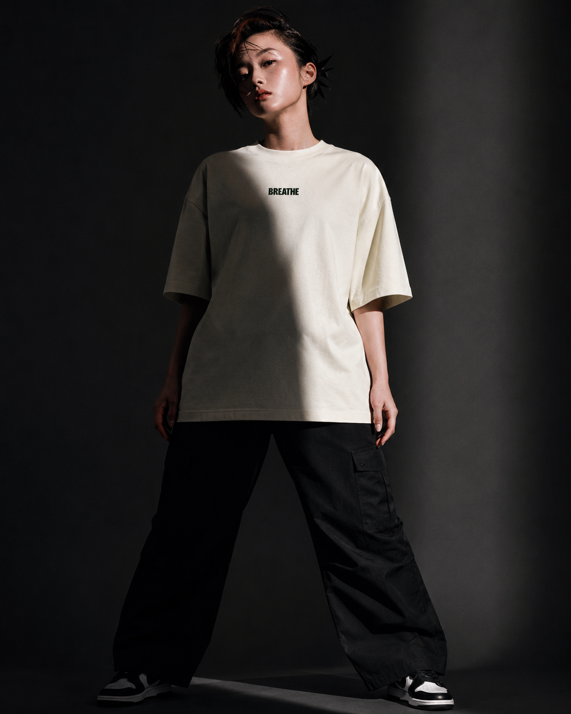 Women's Oversized Breathe-2 T-Shirt Ivory White