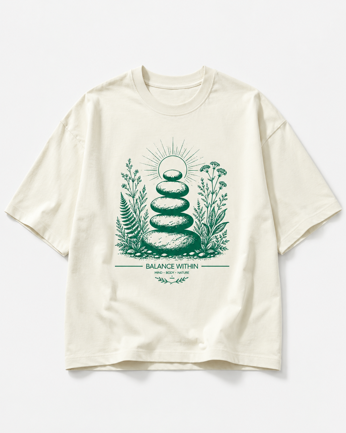 Men's Oversized Balance T-Shirt Ivory White