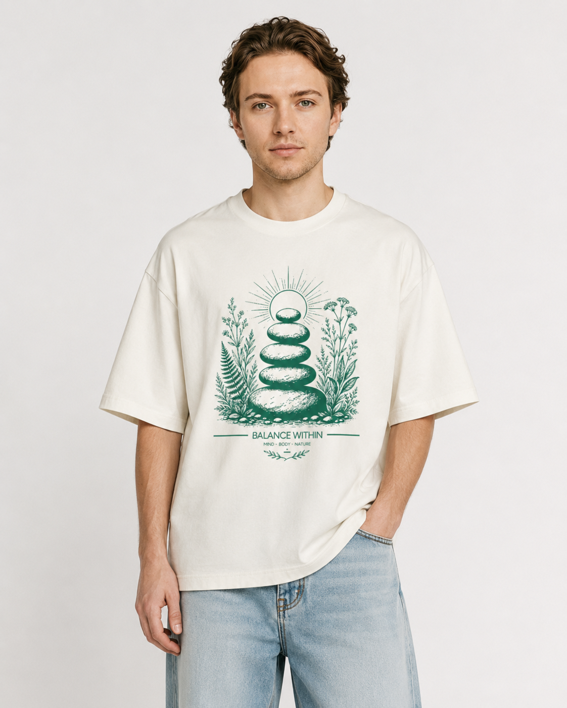 Men's Oversized Balance T-Shirt Ivory White