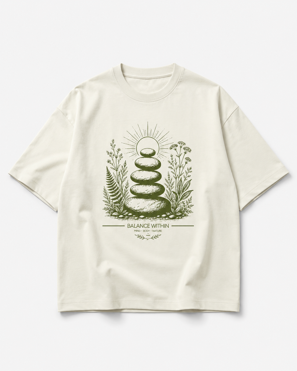 Men's Oversized Balance T-Shirt Ivory White