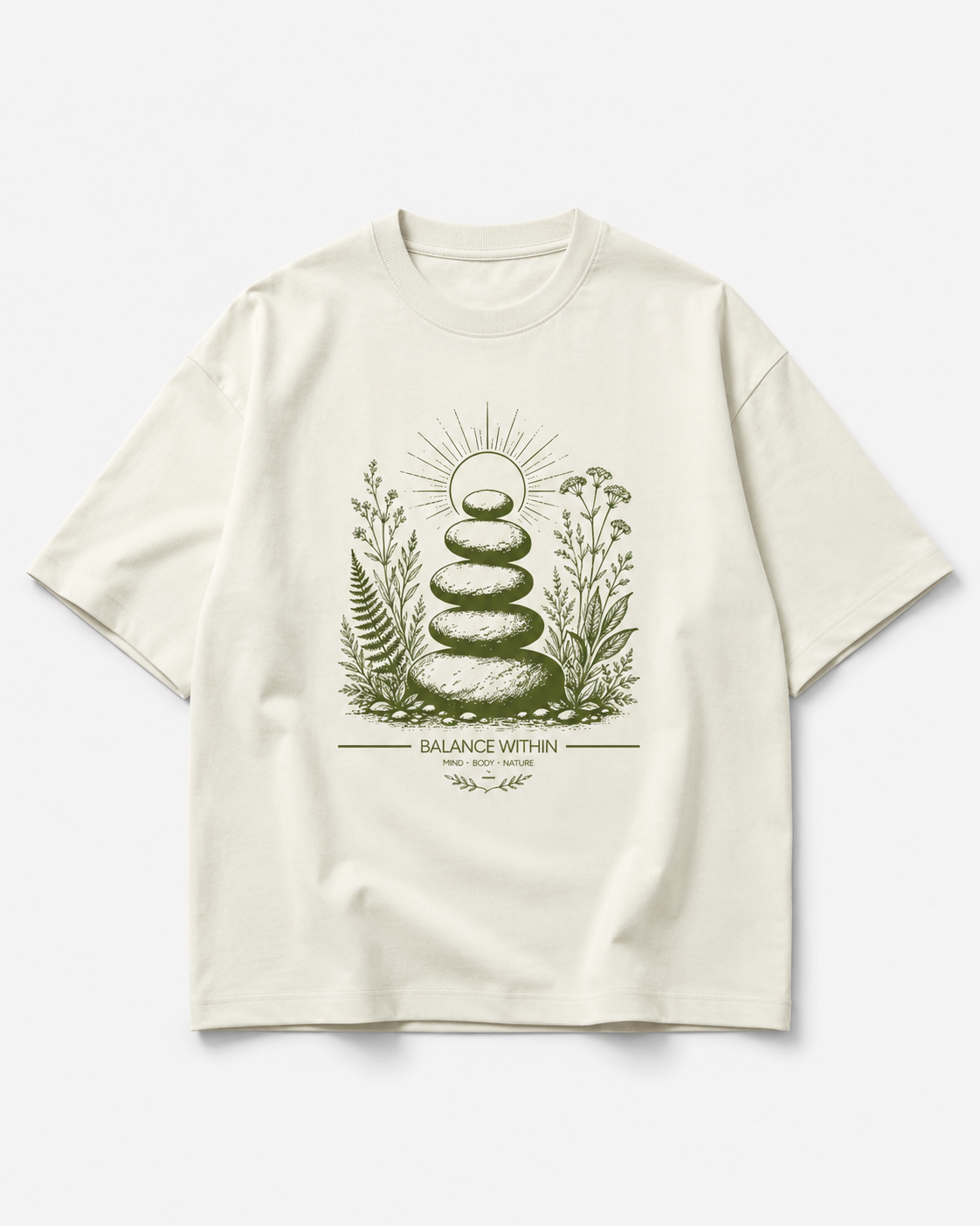 Men's Oversized Balance T-Shirt Ivory White