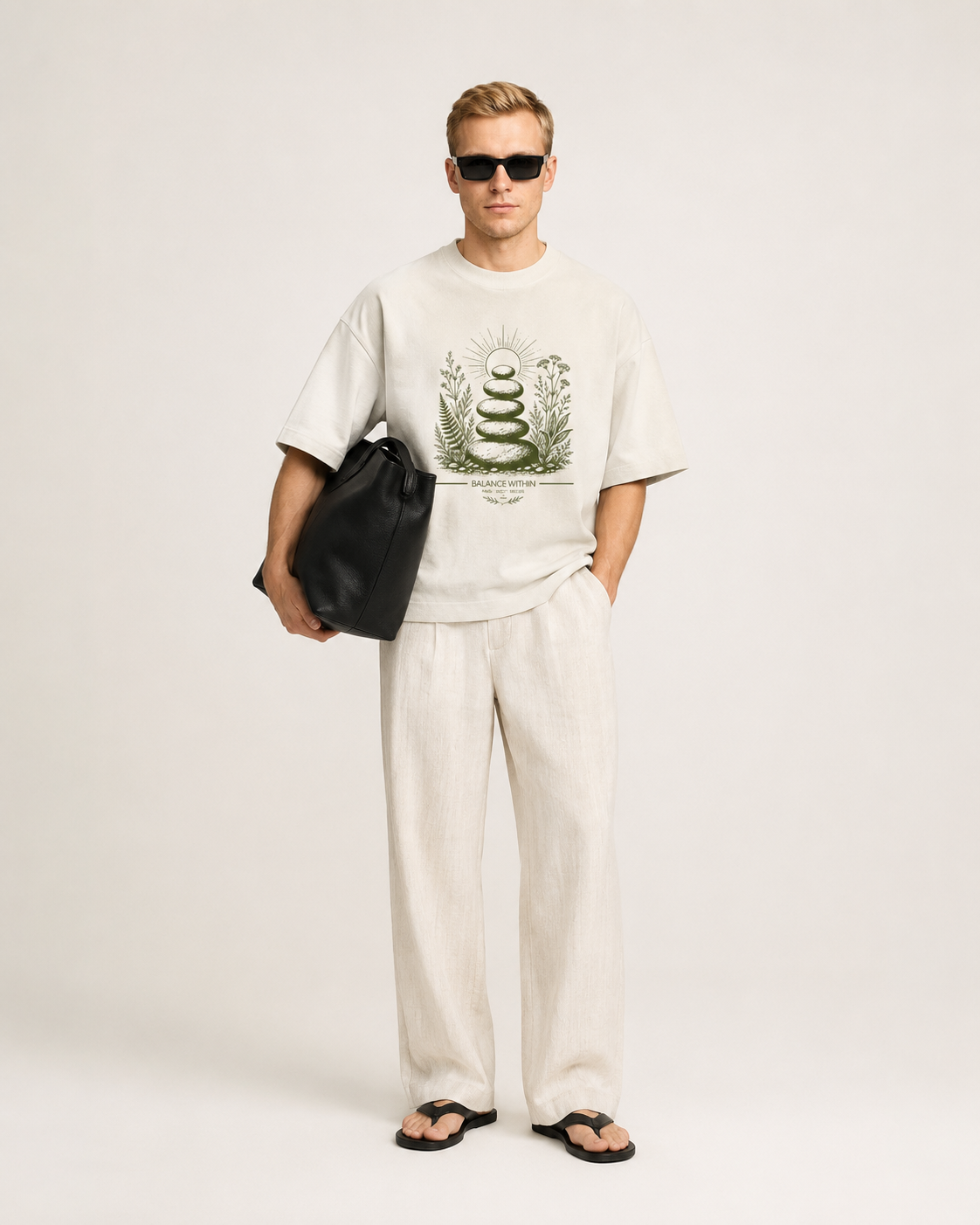 Men's Oversized Balance T-Shirt Ivory White