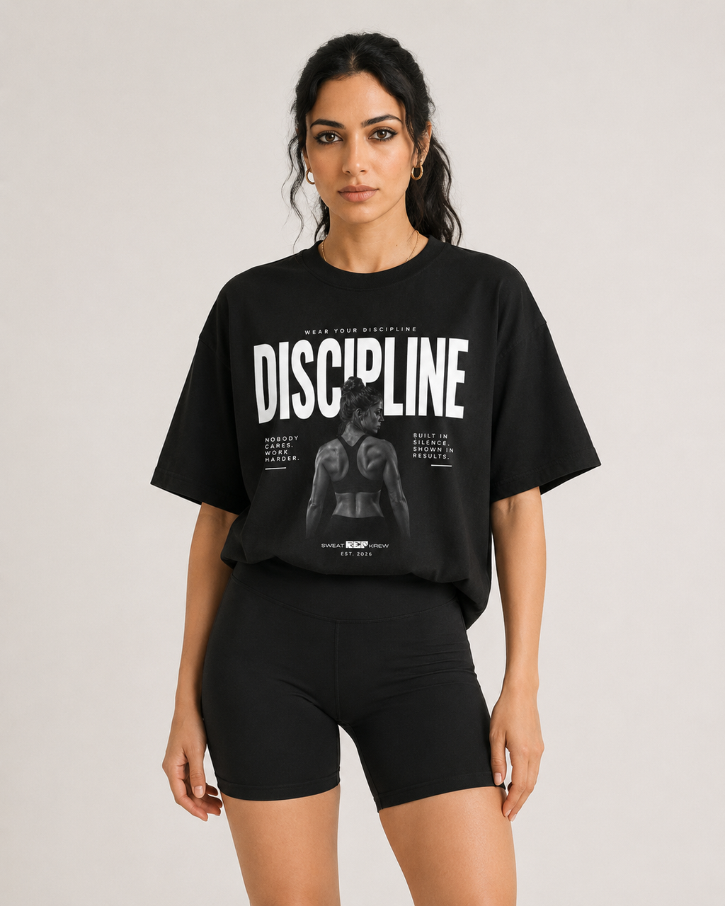 Women's Oversized Disciplined T-Shirt Midnight Noir