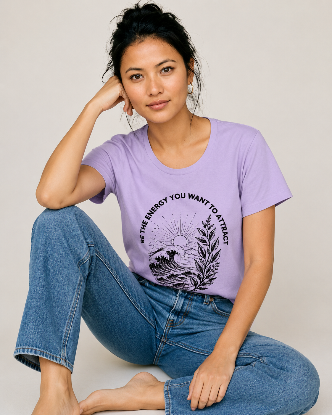 Women's Crew Neck Energy T-Shirt Floral Lavender