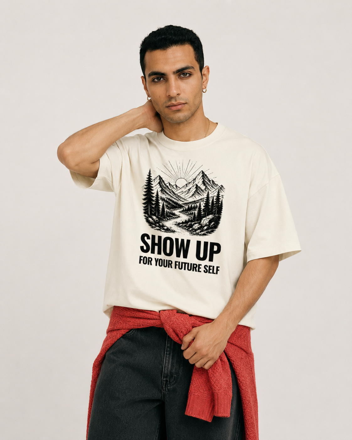 Men's Oversized Future Self T-Shirt Ivory White