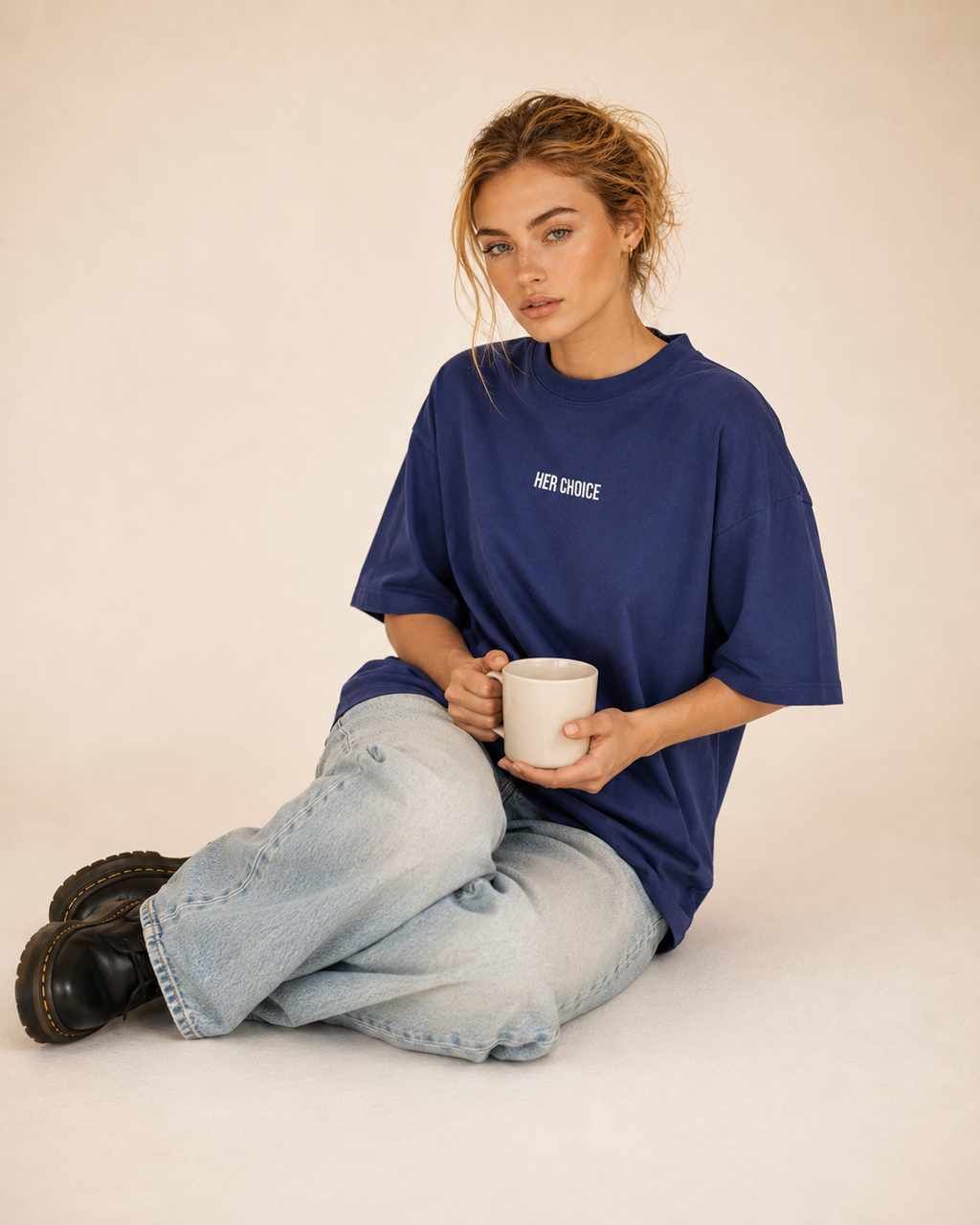 Women's Oversized Her Choice T-Shirt Royal Blue
