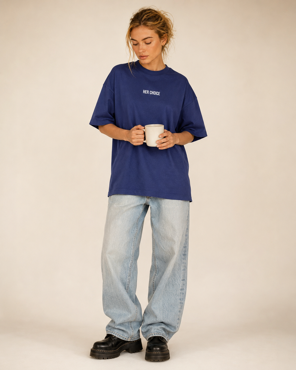 Women's Oversized Her Choice T-Shirt Royal Blue