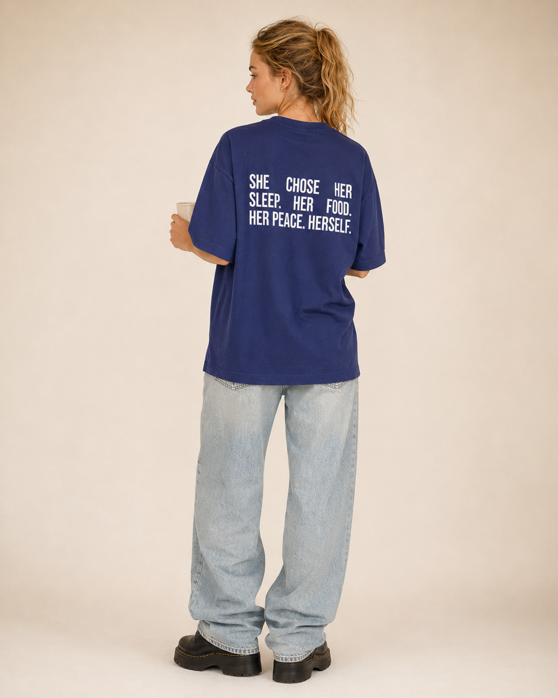 Women's Oversized Her Choice T-Shirt Royal Blue