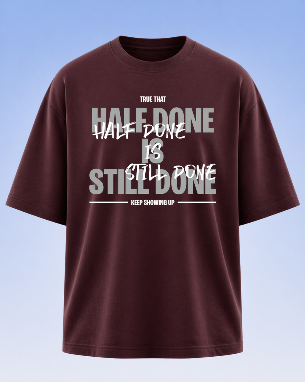 Oversized Half Done T-Shirt Crimson Core
