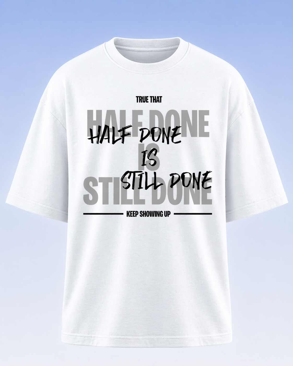 Oversized Half Done T-Shirt Pure White