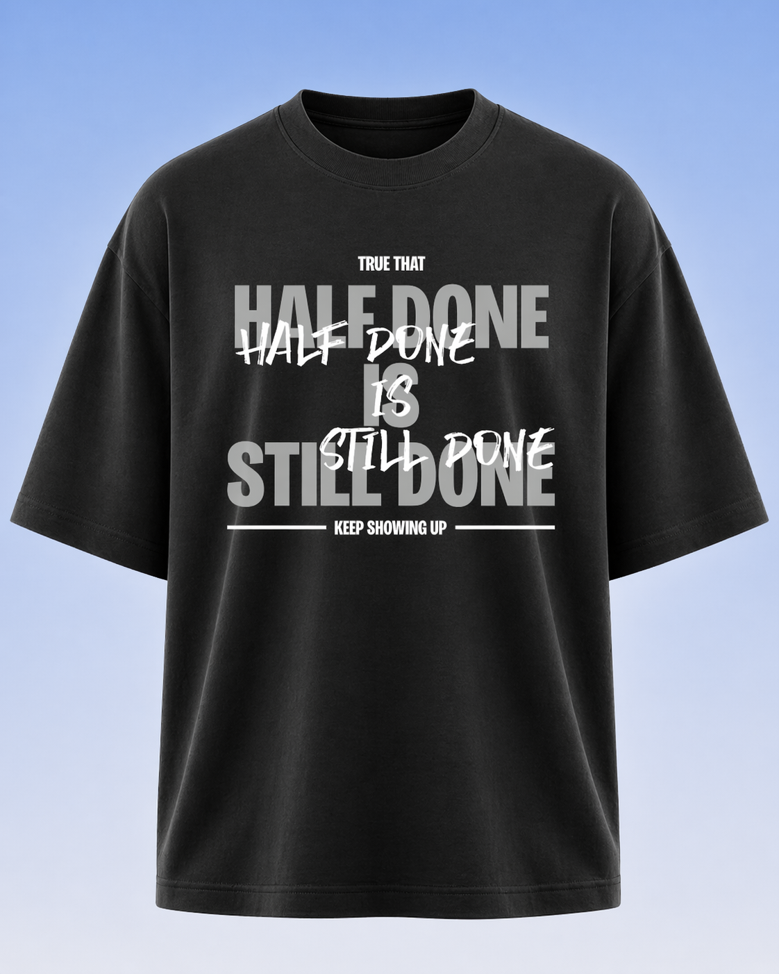 Oversized Half Done T-Shirt Midnight Noir