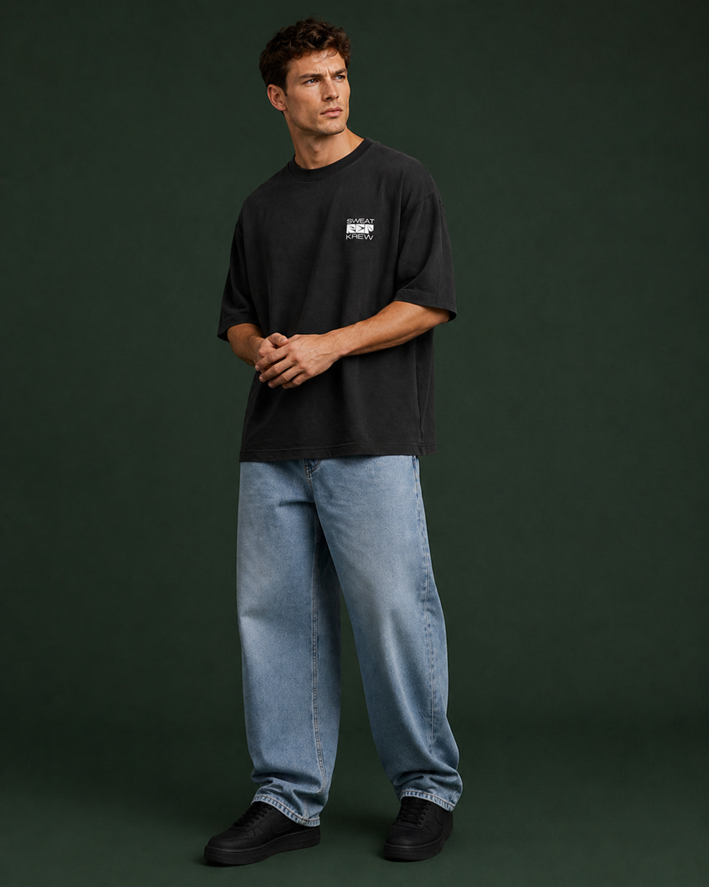 Men's Oversized Krew T-Shirt Midnight Noir