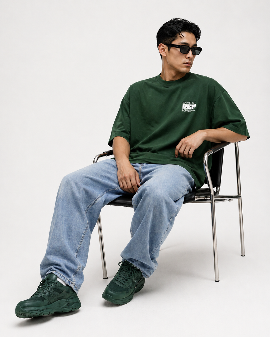 Men's Oversized Krew T-Shirt Forest Green