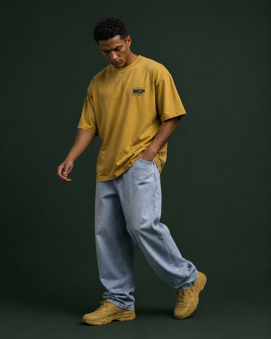 Men's Oversized Classic T-Shirt Amber Mustard