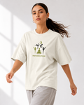 Women's Oversized Matcha & Yoga T-Shirt Ivory White