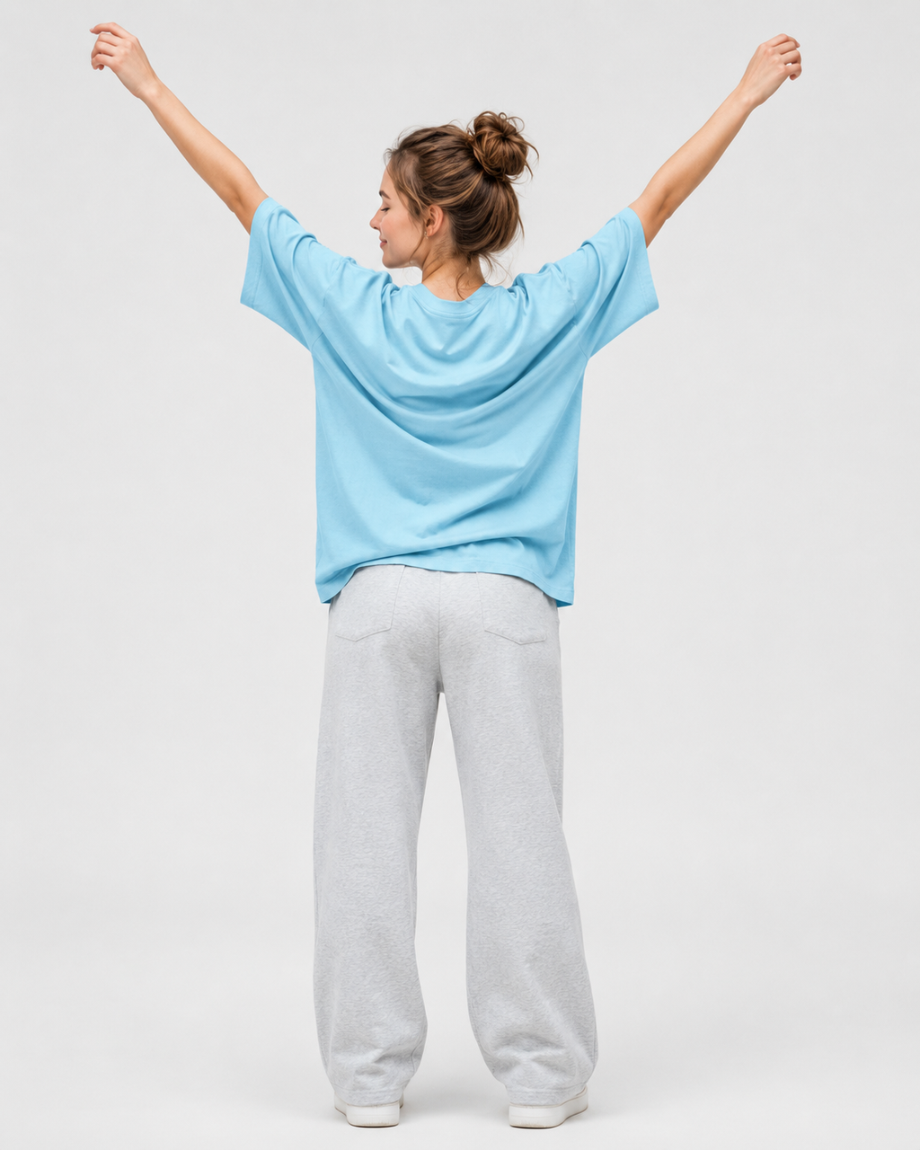 Women's Oversized Berries & Yoga T-Shirt Coral Blue
