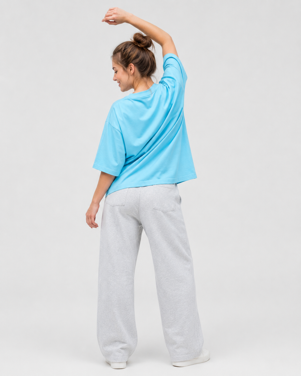 Women's Oversized Berries & Yoga T-Shirt Coral Blue