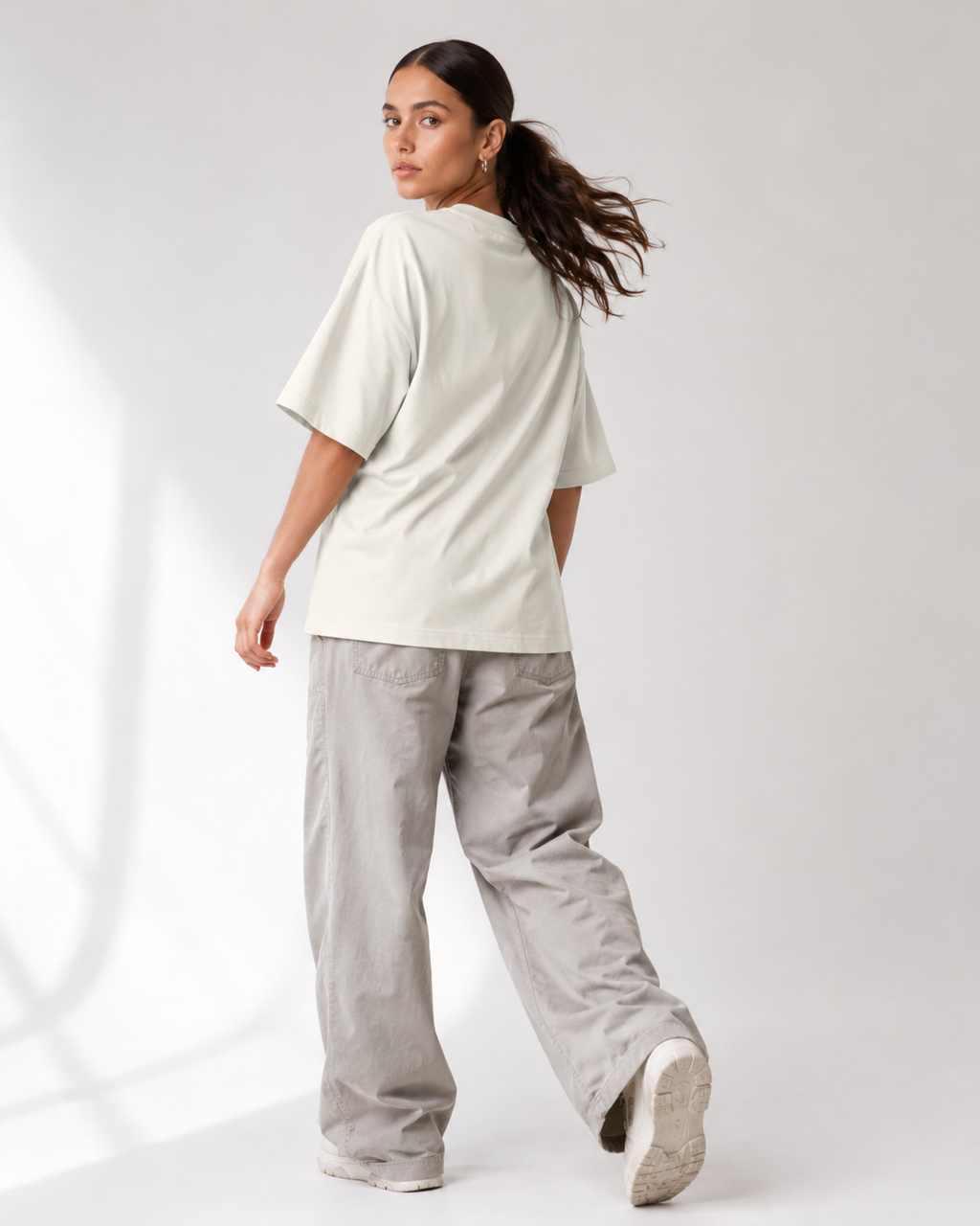 Women's Oversized Matcha & Yoga T-Shirt Ivory White