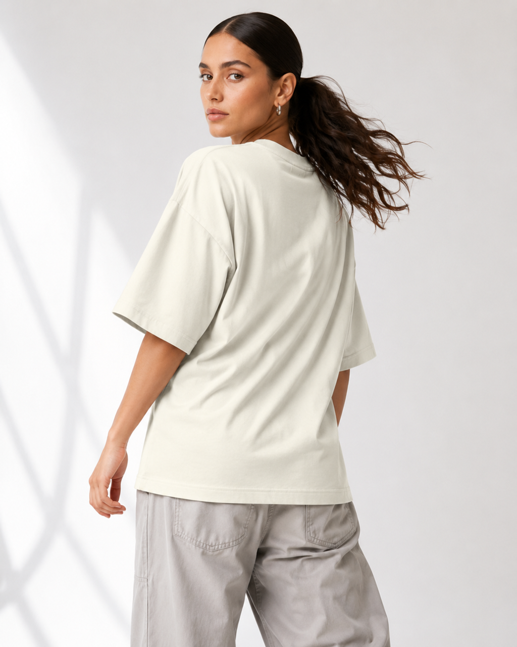 Women's Oversized Matcha & Yoga T-Shirt Ivory White