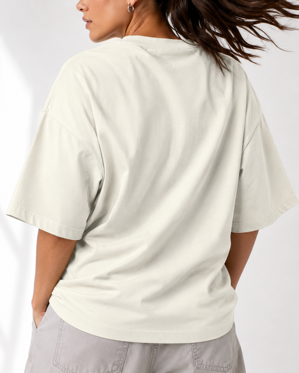 Women's Oversized Matcha & Yoga T-Shirt Ivory White