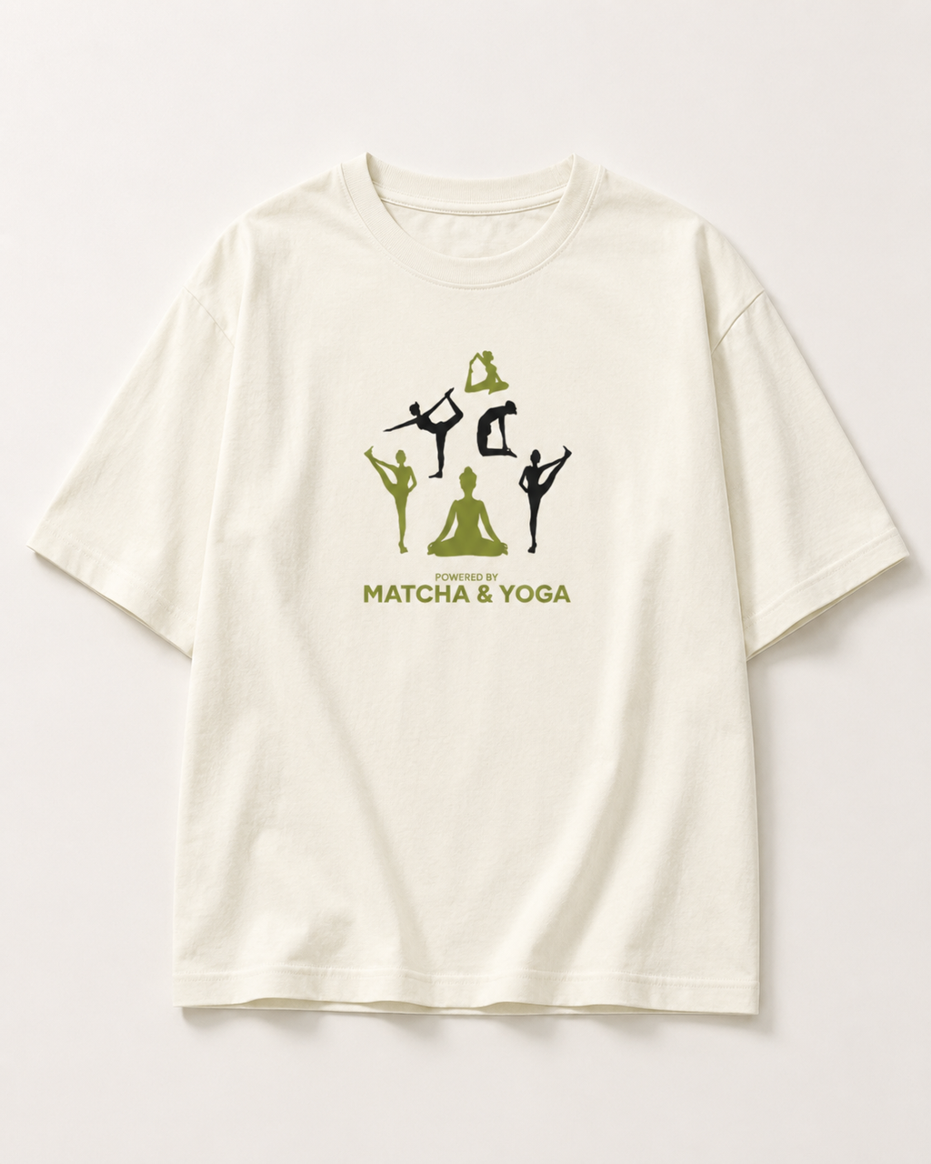 Women's Oversized Matcha & Yoga T-Shirt Ivory White