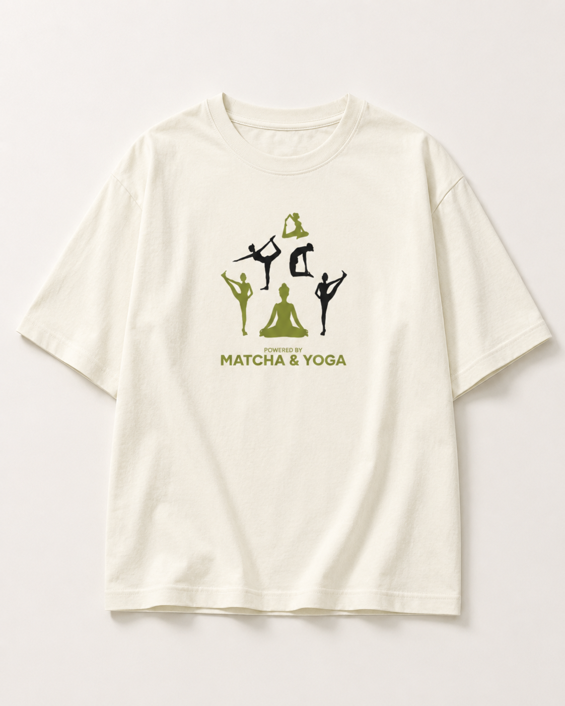 Women's Oversized Matcha & Yoga T-Shirt Ivory White