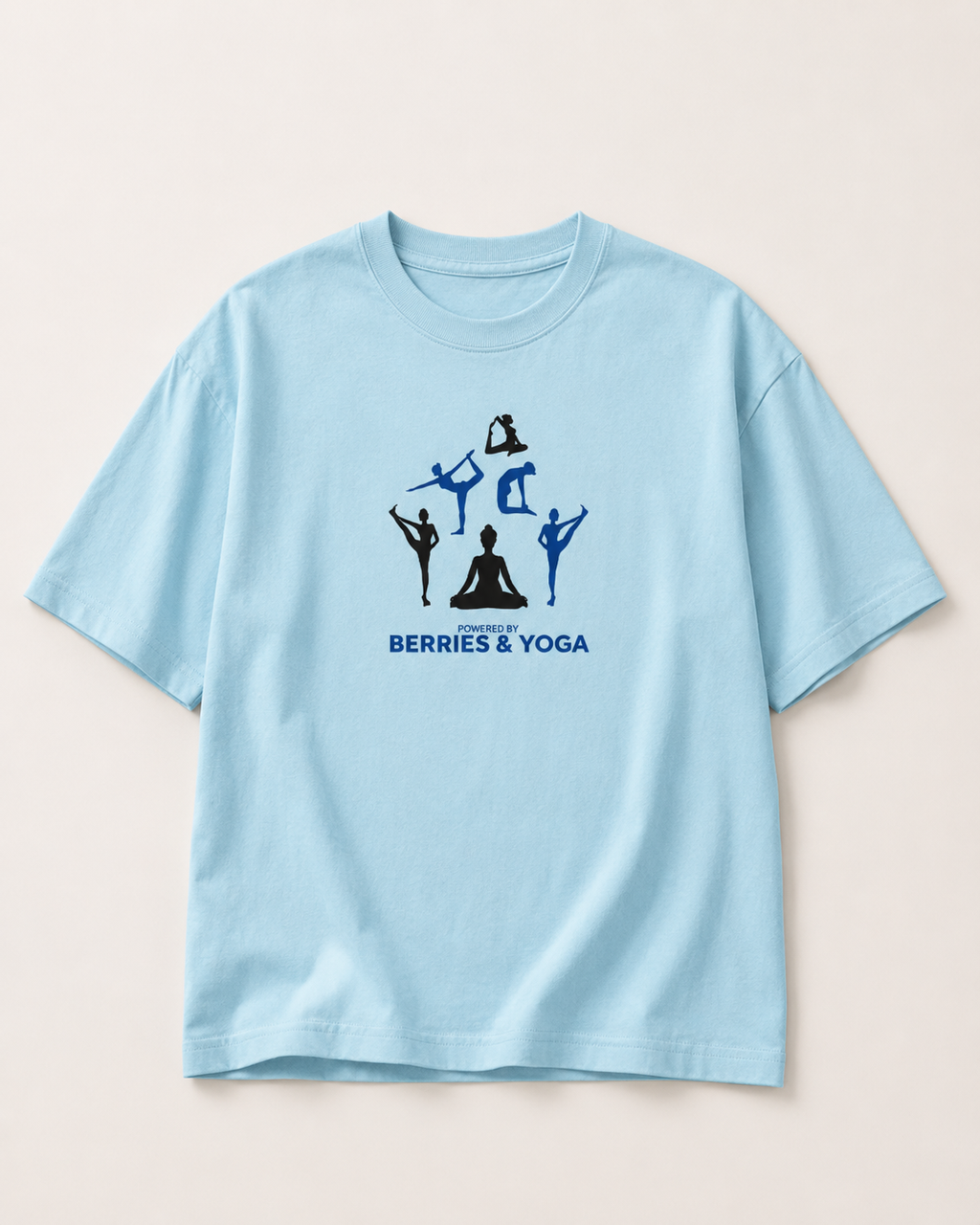 Women's Oversized Berries & Yoga T-Shirt Coral Blue