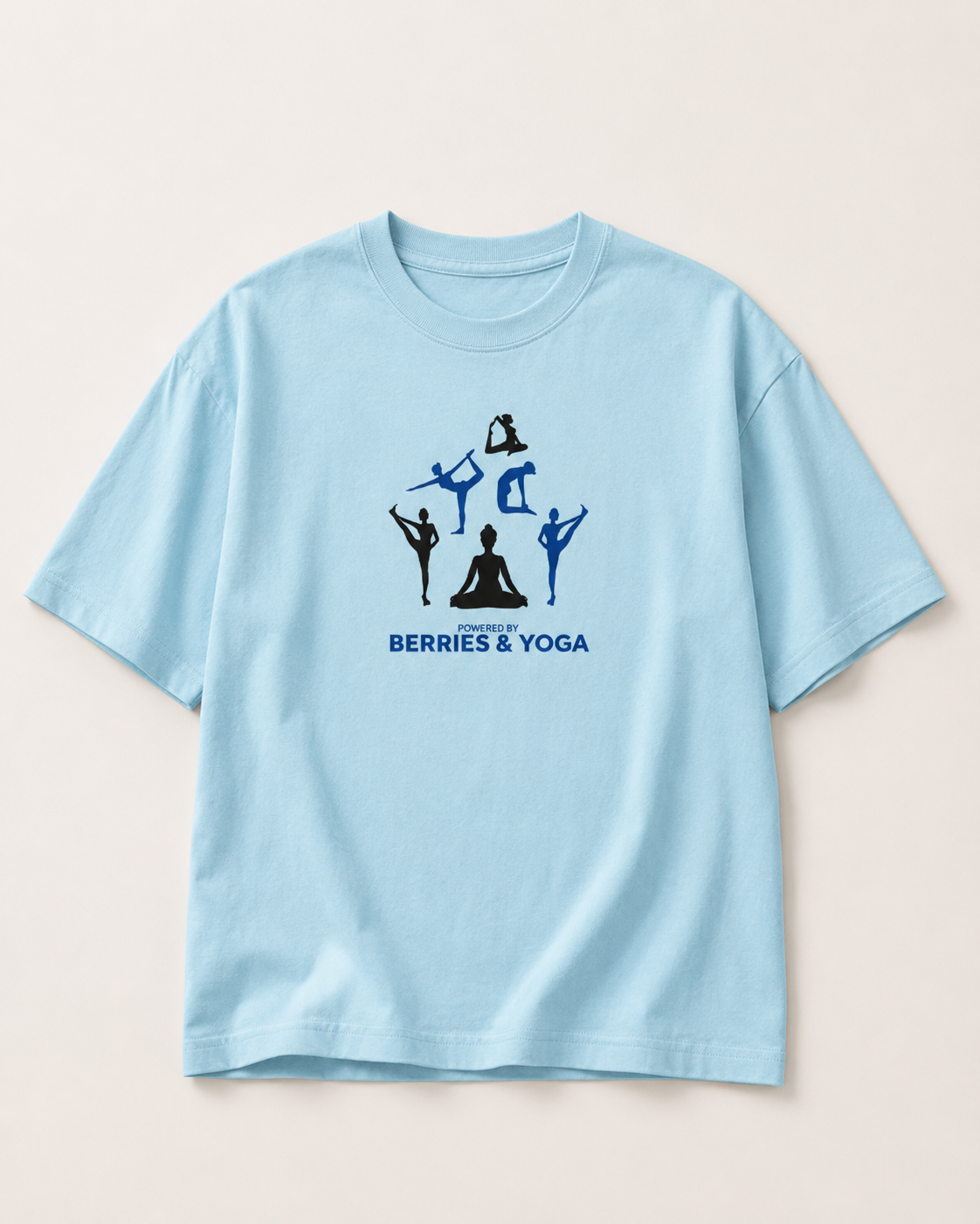Women's Oversized Berries & Yoga T-Shirt Coral Blue