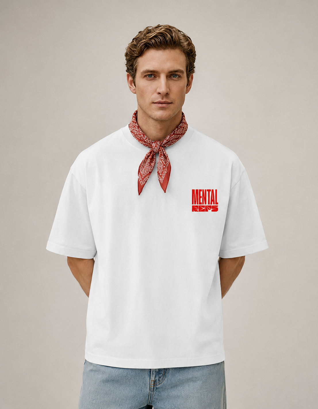 Men's Oversized Mental Reps T-Shirt Pure White