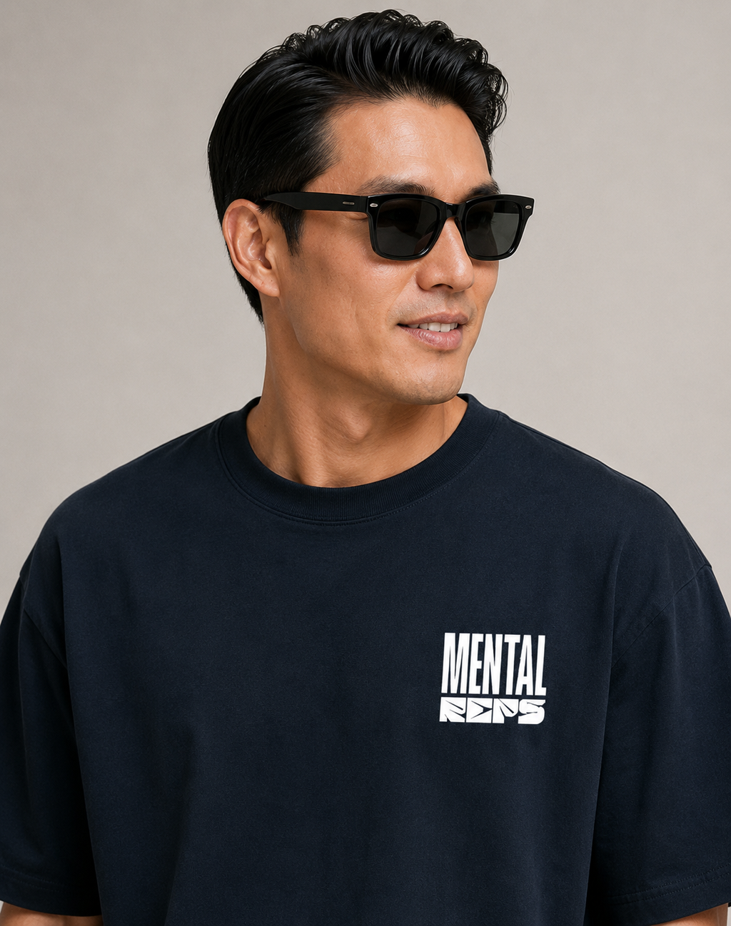 Men's Oversized Mental Reps T-Shirt Navy-Blue