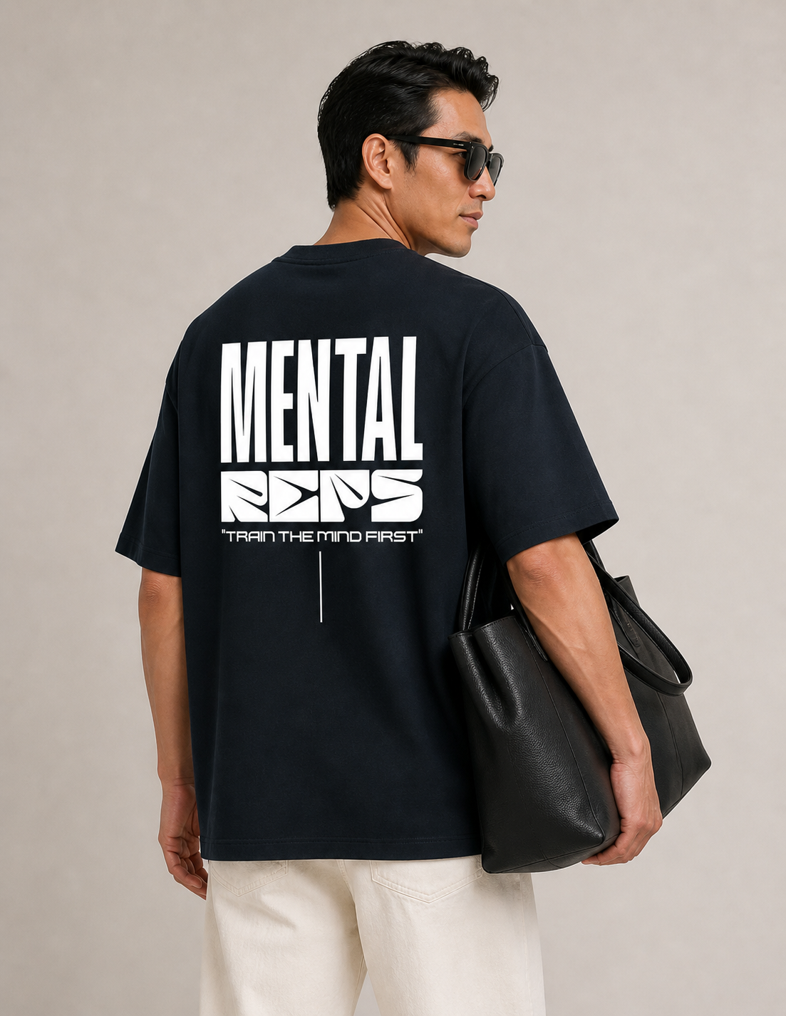 Men's Oversized Mental Reps T-Shirt Navy-Blue