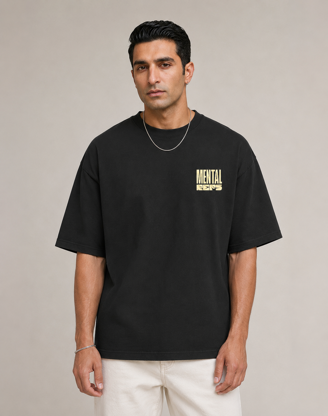 Men's Oversized Mental Reps T-Shirt Midnight Noir