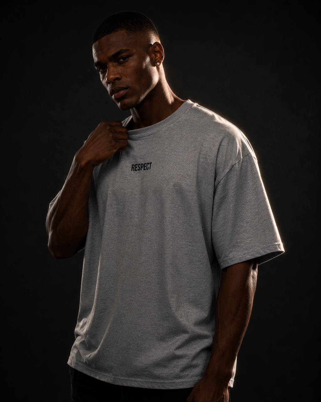 Men's Oversized Respect T-Shirt Steel Grey
