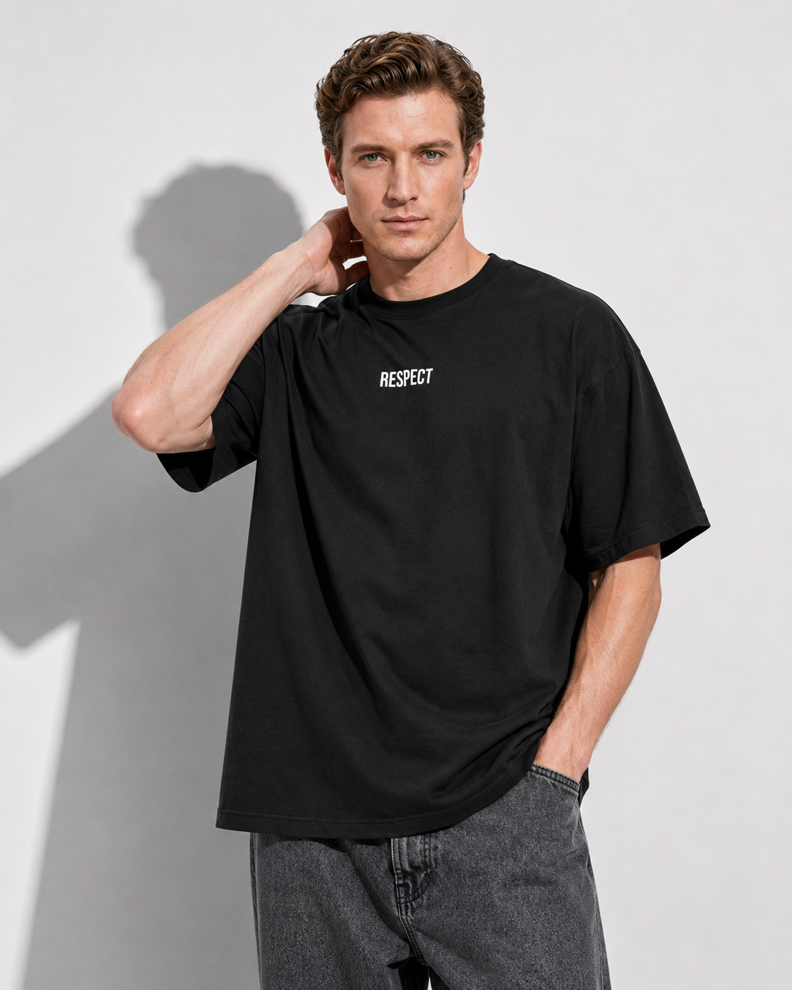 Men's Oversized Respect T-Shirt Midnight Noir