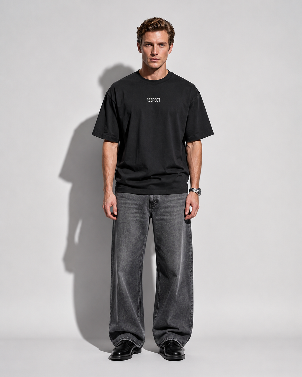 Men's Oversized Respect T-Shirt Midnight Noir