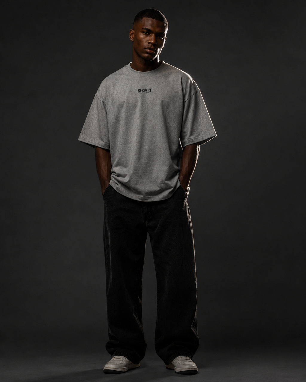 Men's Oversized Respect T-Shirt Steel Grey