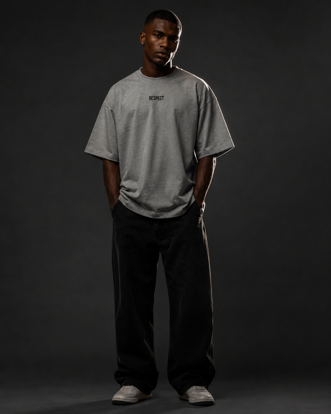 Men's Oversized Respect T-Shirt Steel Grey